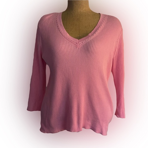 LAUREN Ralph Lauren Pink V-Neck Women's Sweater size large - Picture 1 of 5
